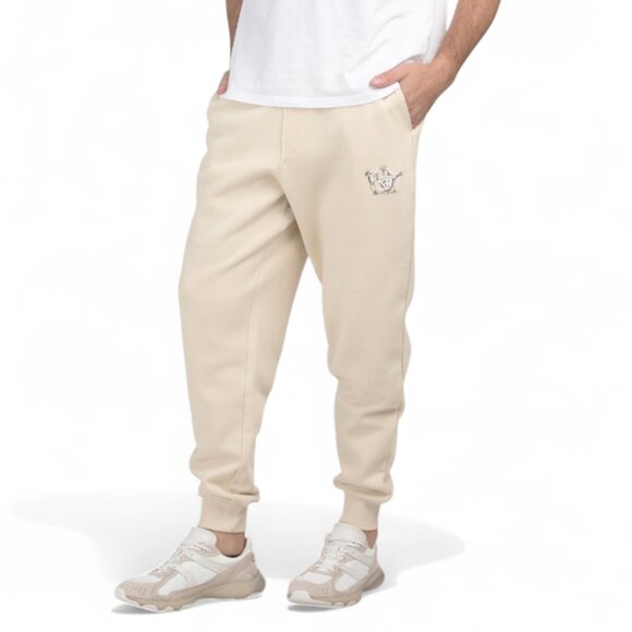 True Religion Men's Fleece Sweatsuit 2 PC Tracksuit Ivory Hoodie Joggers Size M - Picture 4 of 11